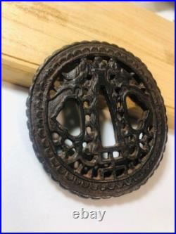 Tsuba Japanese Sword Guard of Iron Edo Period Antique From JAPAN High quality JP Tsuba Japanese Sword Guard of Iron Edo Period Antique From JAPAN High quality JP