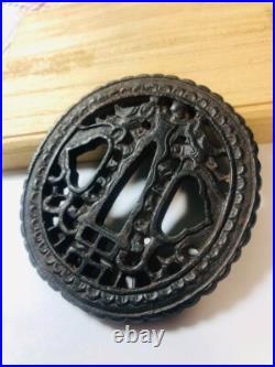 Tsuba Japanese Sword Guard of Iron Edo Period Antique From JAPAN High quality JP Tsuba Japanese Sword Guard of Iron Edo Period Antique From JAPAN High quality JP