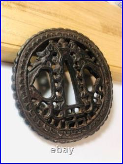 Tsuba Japanese Sword Guard of Iron Edo Period Antique From JAPAN High quality JP Tsuba Japanese Sword Guard of Iron Edo Period Antique From JAPAN High quality JP