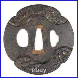 Tsuba Japanese Sword S72 Pine Pattern Iron