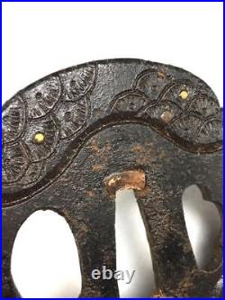 Tsuba Japanese Sword S72 Pine Pattern Iron