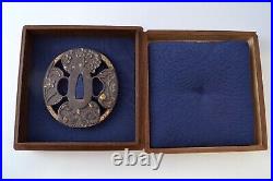 Tsuba Japanese antique Iron Mumei Shikunshi design Edo era