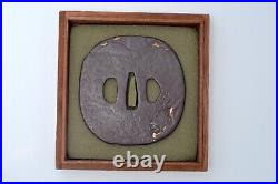 Tsuba Japanese antique Iron Mumei fishing design Edo era