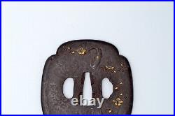 Tsuba Japanese antique Iron Mumei plum tree design Edo era