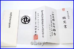 Tsuba Japanese antique iron mumei Kamiyoshi bamboo openwork Edo era certificate