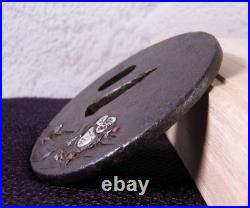Tsuba Japanese antique sword Hotei Motif Gold Inlay Samurai Katana Bushi JP Tsuba Japanese antique sword Hotei Motif Gold Inlay Samurai Katana Bushi JP