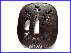 Tsuba Japanese antique sword Paulownia Openwork Samurai Katana Bushi Japan Tsuba Japanese antique sword Paulownia Openwork Samurai Katana Bushi Japan