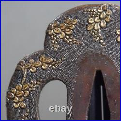Tsuba Mino Copper fish sanctuary with Box Japanese Iron Sword Guard Tsuba Mino Copper fish sanctuary with Box Japanese Iron Sword Guard