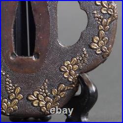 Tsuba Mino Copper fish sanctuary with Box Japanese Iron Sword Guard Tsuba Mino Copper fish sanctuary with Box Japanese Iron Sword Guard