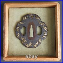 Tsuba Mino Copper fish sanctuary with Box Japanese Iron Sword Guard Tsuba Mino Copper fish sanctuary with Box Japanese Iron Sword Guard