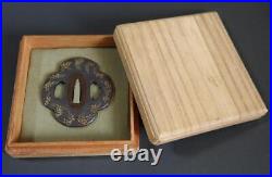 Tsuba Mino Copper fish sanctuary with Box Japanese Iron Sword Guard Tsuba Mino Copper fish sanctuary with Box Japanese Iron Sword Guard