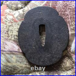 Tsuba Muromachi Era Sword Guard Antique Collectible Japanese Iron