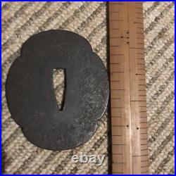 Tsuba Muromachi Era Sword Guard Antique Collectible Japanese Iron