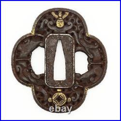 Tsuba Nanban Arabesque Sacred gem Iron Japanese Antique Sword Fittings Tsuba Nanban Arabesque Sacred gem Iron Japanese Antique Sword Fittings