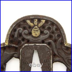 Tsuba Nanban Arabesque Sacred gem Iron Japanese Antique Sword Fittings Tsuba Nanban Arabesque Sacred gem Iron Japanese Antique Sword Fittings