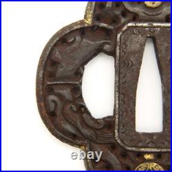 Tsuba Nanban Arabesque Sacred gem Iron Japanese Antique Sword Fittings Tsuba Nanban Arabesque Sacred gem Iron Japanese Antique Sword Fittings
