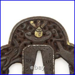 Tsuba Nanban Arabesque Sacred gem Iron Japanese Antique Sword Fittings Tsuba Nanban Arabesque Sacred gem Iron Japanese Antique Sword Fittings