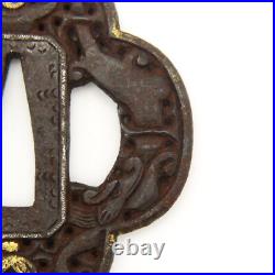 Tsuba Nanban Arabesque Sacred gem Iron Japanese Antique Sword Fittings Tsuba Nanban Arabesque Sacred gem Iron Japanese Antique Sword Fittings