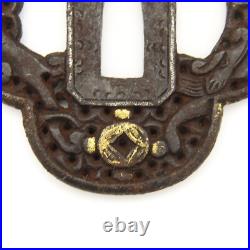 Tsuba Nanban Arabesque Sacred gem Iron Japanese Antique Sword Fittings Tsuba Nanban Arabesque Sacred gem Iron Japanese Antique Sword Fittings
