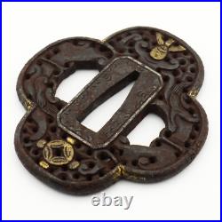 Tsuba Nanban Arabesque Sacred gem Iron Japanese Antique Sword Fittings Tsuba Nanban Arabesque Sacred gem Iron Japanese Antique Sword Fittings