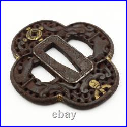Tsuba Nanban Arabesque Sacred gem Iron Japanese Antique Sword Fittings Tsuba Nanban Arabesque Sacred gem Iron Japanese Antique Sword Fittings