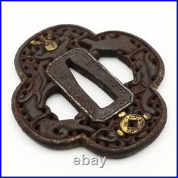 Tsuba Nanban Arabesque Sacred gem Iron Japanese Antique Sword Fittings Tsuba Nanban Arabesque Sacred gem Iron Japanese Antique Sword Fittings