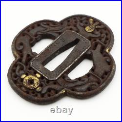 Tsuba Nanban Arabesque Sacred gem Iron Japanese Antique Sword Fittings Tsuba Nanban Arabesque Sacred gem Iron Japanese Antique Sword Fittings