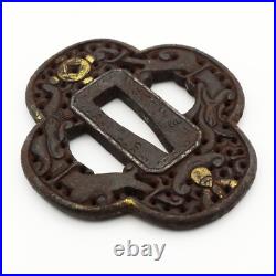 Tsuba Nanban Arabesque Sacred gem Iron Japanese Antique Sword Fittings Tsuba Nanban Arabesque Sacred gem Iron Japanese Antique Sword Fittings