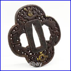 Tsuba Nanban Arabesque Sacred gem Iron Japanese Antique Sword Fittings Tsuba Nanban Arabesque Sacred gem Iron Japanese Antique Sword Fittings