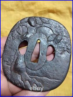 Tsuba Sword Fittings Edo period Large iron tsuba Shoami Demon-slaying With box