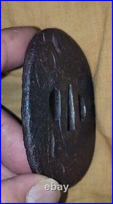 Tsuba Sword Fittings Edo period Large iron tsuba Shoami Demon-slaying With box