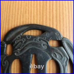 Tsuba Sword Guard for Japanese Samurai Sword Katana Antique Wave Rabbit Iron