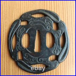 Tsuba Sword Guard for Japanese Samurai Sword Katana Antique Wave Rabbit Iron