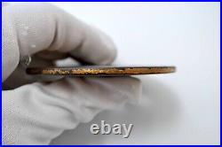 Tsuba antique mumei Iron maple inlay design Edo era Japanese sword parts