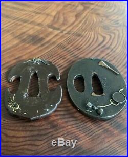 Two Tanto Or Japanese Sword Tsuba Lacquer Work And Iron- Edo Period Japan