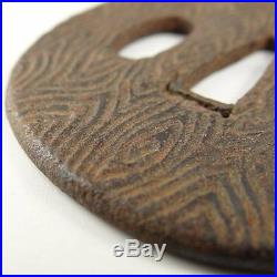 YI93 TSUBA Wood grain pattern Samurai Sword guard Japanese Katana Blade antique